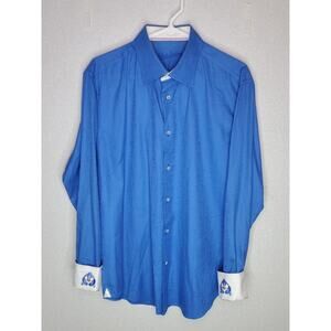 Robert Graham Men’s Size Large Paisley Accent Long Sleeve Button Up Blue Shirt